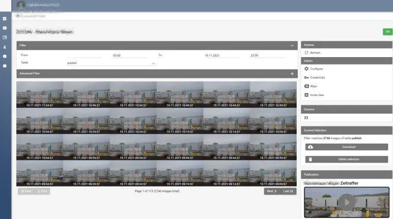 Kalenderansicht im Portal mit allen archivierten Aufnahmen