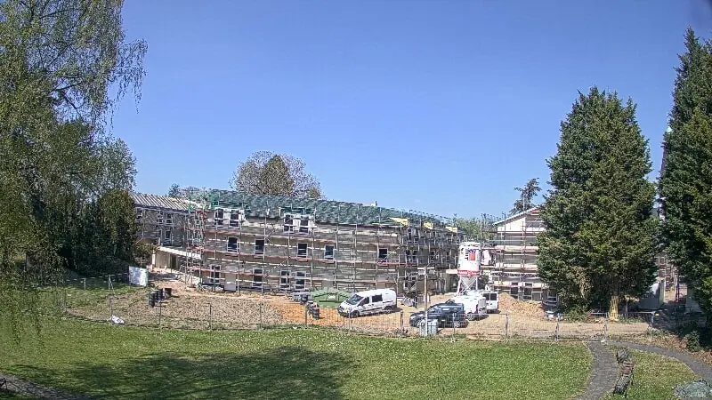 Baustellenwebcam-Aufnahme vom Erweiterungsbau des Itzel-Sanatoriums in Bonn