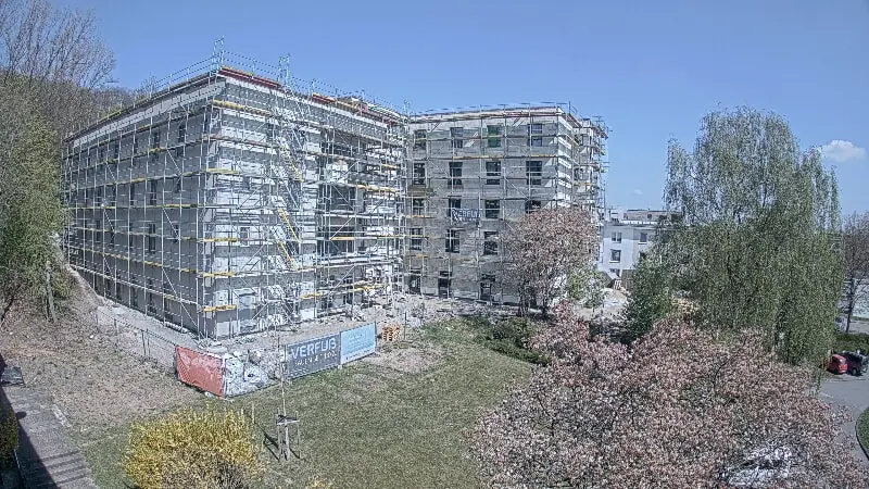 Baustellenwebcam-Aufnahme vom Neubau des Pflegezentrums in Wuppertal